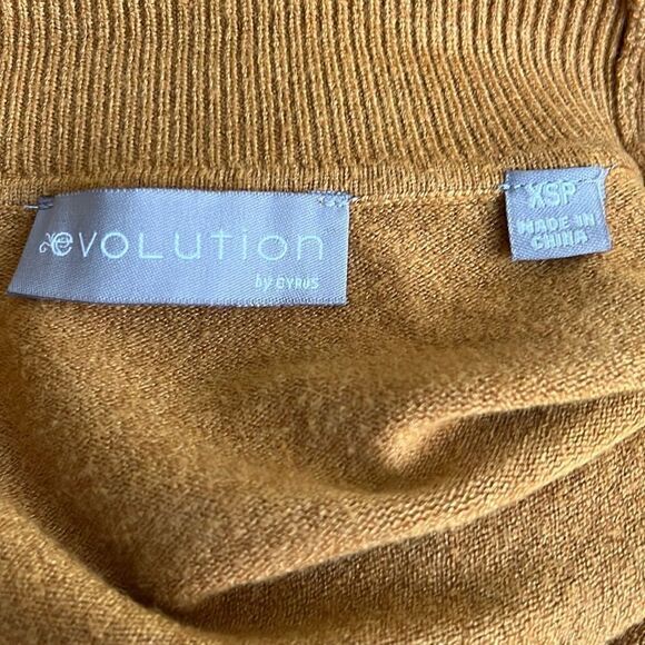 Evolution women’s cardigan Size XSP golden mustard holiday scalloped trim‎ NWT - Picture 4 of 10